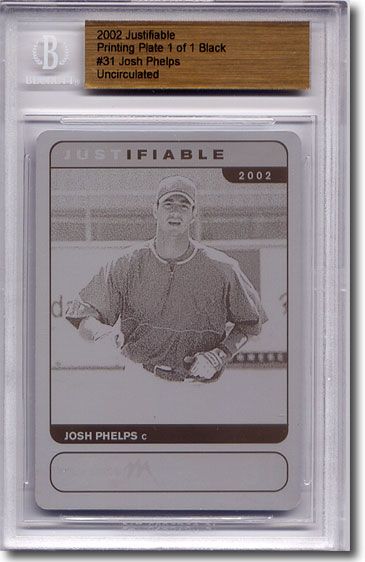 2002 Josh Phelps Rookie Printing Press Plate BGS RC 1/1