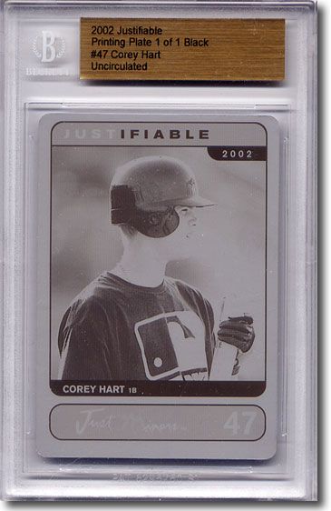2002 Corey Hart Rookie Printing Press Plate BGS RC 1/1