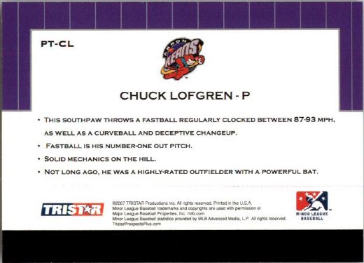 2007 CHUCK LOFGREN TriStar Prospects Plus Rookie PROTENTIAL RC
