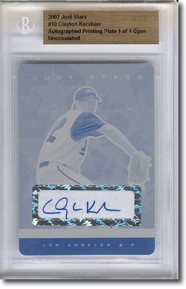 2007 CLAYTON KERSHAW Rookie Autograph Printing Press Plate Auto RC DODGERS 1/1