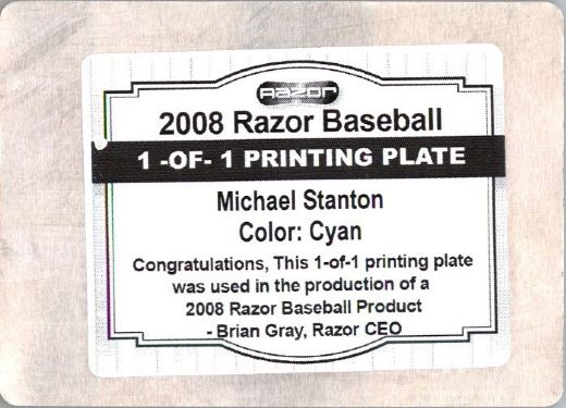 GIANCARLO (Mike) STANTON 2008 Razor Rookie Printing Press Plate RC 1/1