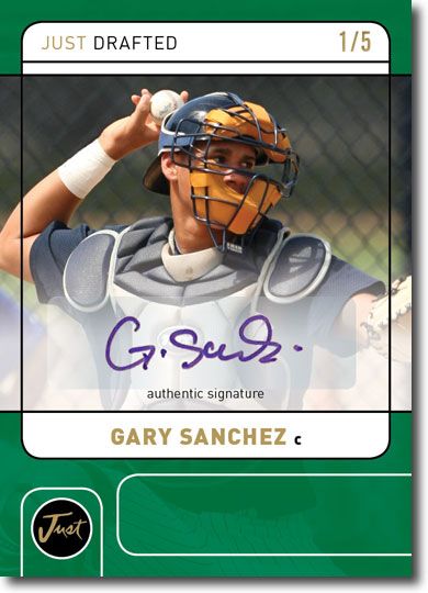 GARY SANCHEZ 2011 Just DRAFTED Rookie Autograph GREEN Auto RC #/5