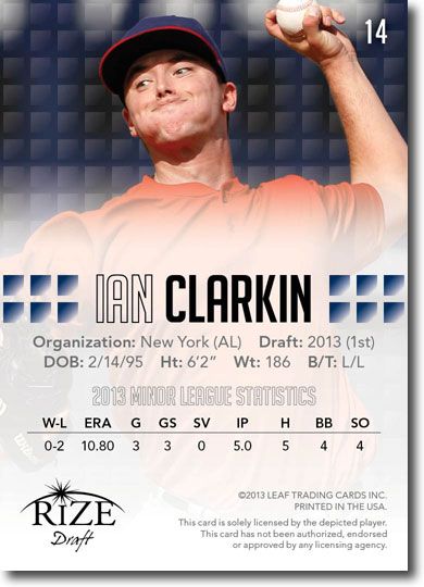 10-Ct Lot IAN CLARKIN 2013 Rize Baseball Rookies Draft RCs