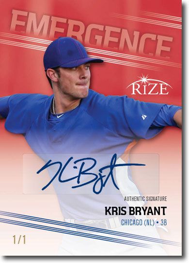 KRIS BRYANT 2013 Rize Rookie Autograph RED BLANK BACK EMERGENCE Auto RC 1/1