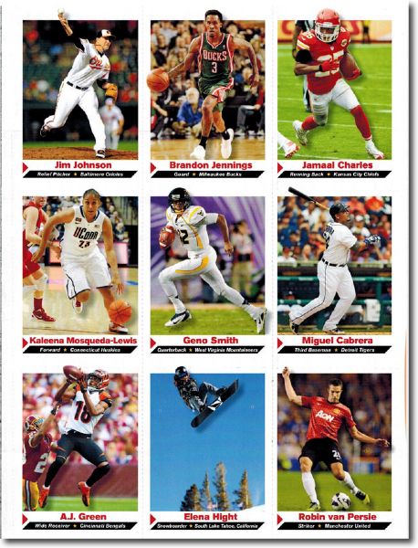 2012 Sports Illustrated SI for Kids #196 A.J. GREEN Football Card UNCUT SHEET