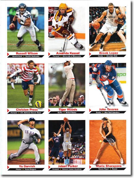 2013 Sports Illustrated SI for Kids #235 RUSSELL WILSON Football UNCUT SHEET