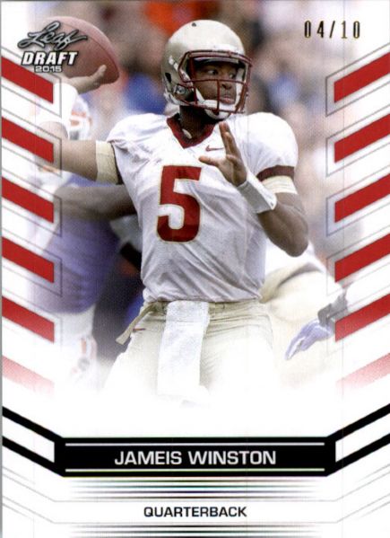 JAMEIS WINSTON #2 2015 Leaf NFL Draft Rookie RED Football RC #/10 