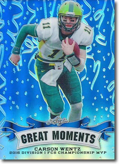 CARSON WENTZ 2016 Leaf Great Moments BLUE Chrome Prism Refractor Rookie #/25