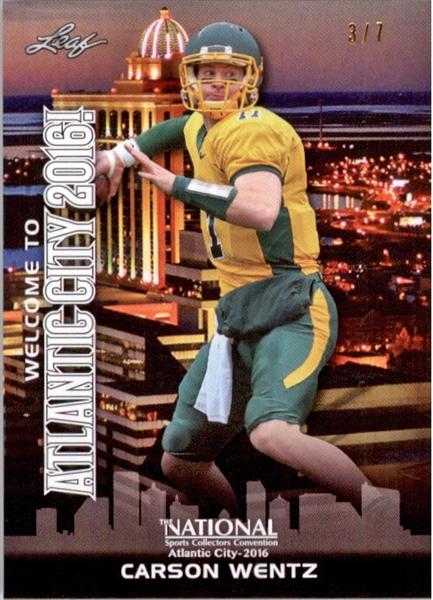 CARSON WENTZ 2016 Leaf NSCC Booth Exclusive Rookie BLANK BACK PROOF #/7