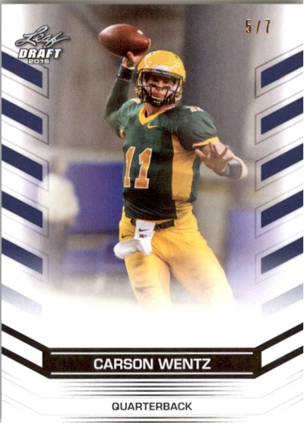 CARSON WENTZ 2016 Leaf Draft Exclusive Rookie BLANK BACK PROOF #/7