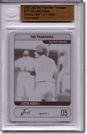 2002 Justin Huber Rookie Printing Press Plate RC BGS 1/1