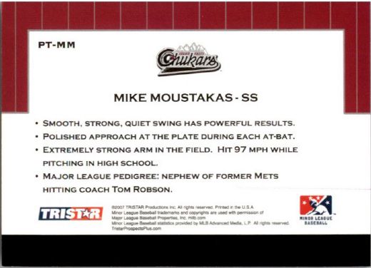 2007 MIKE MOUSTAKAS TriStar Prospects Plus Rookie PROTENTIAL RC