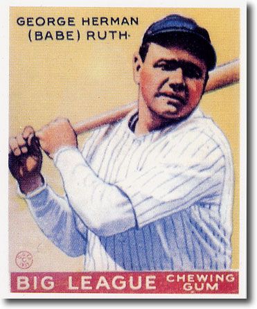 (25) BABE RUTH 1933 Goudey Yellow Card #53 Reprints YANKEES